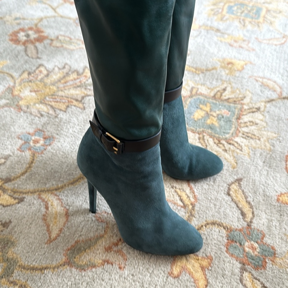 Jimmy Choo Over the Knee Green Boots 37.5